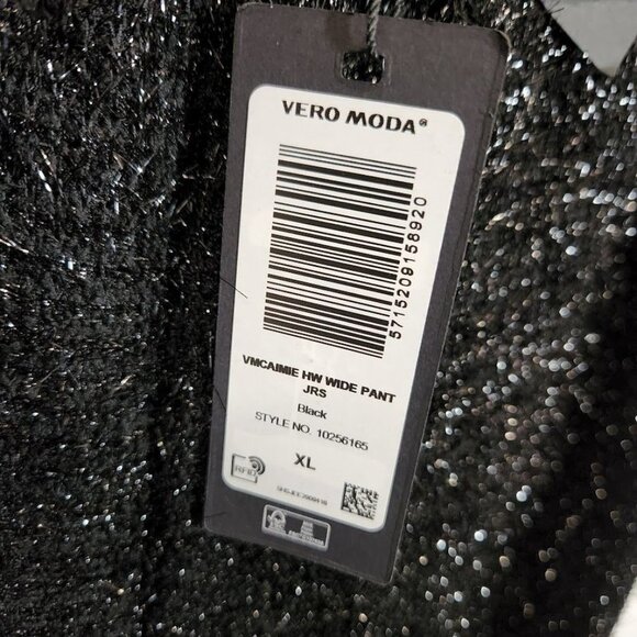 NWT Vero Moda fluffy wide leg pants in black glitter Size XL - Picture 6 of 9